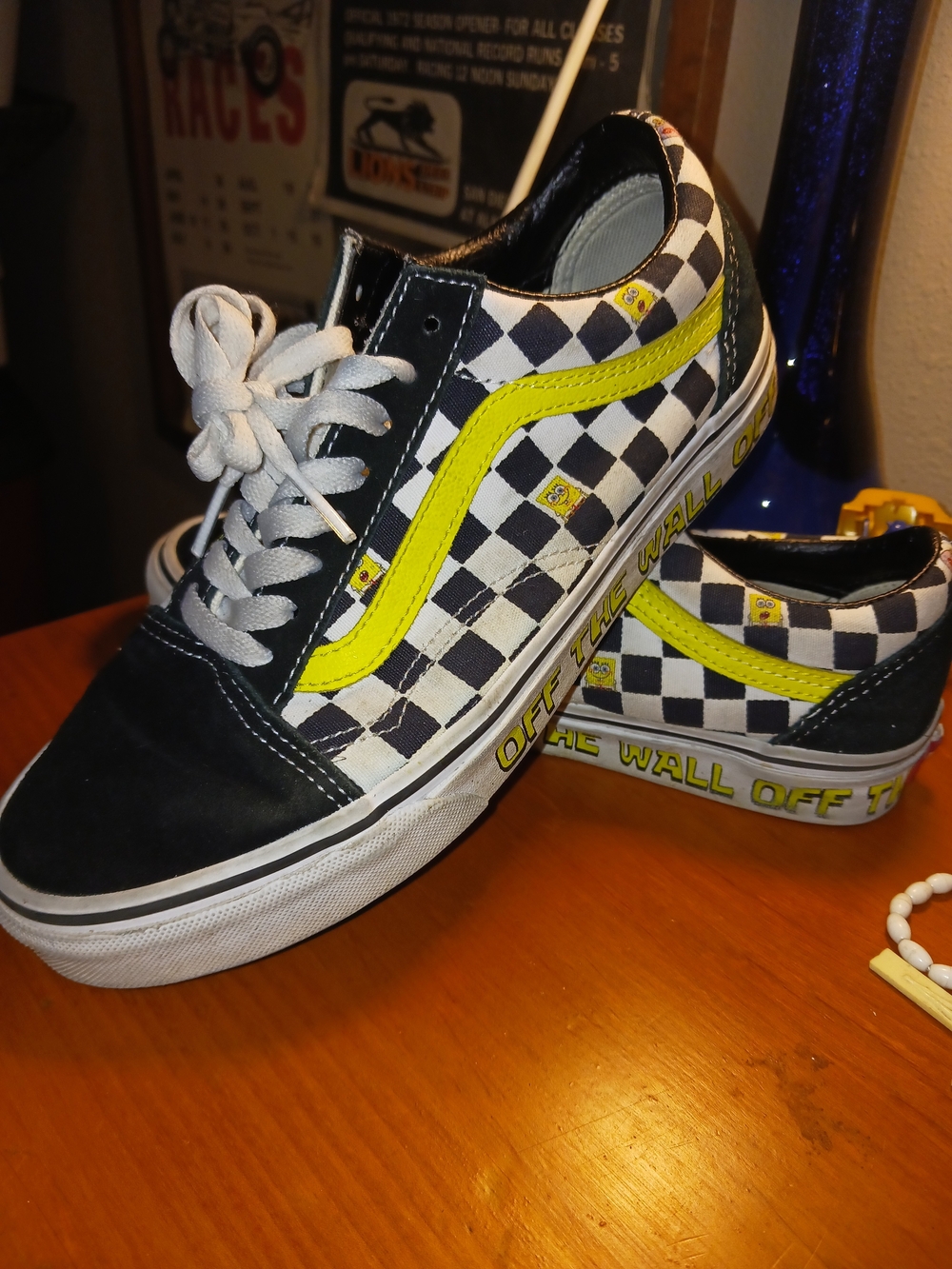 SpongeBob Squarepants Vans Checkerboard Sneakers with Yellow Stripe